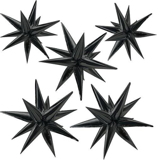 60-Piece Black Balloon Set with 12 Foil Starburst Balloons